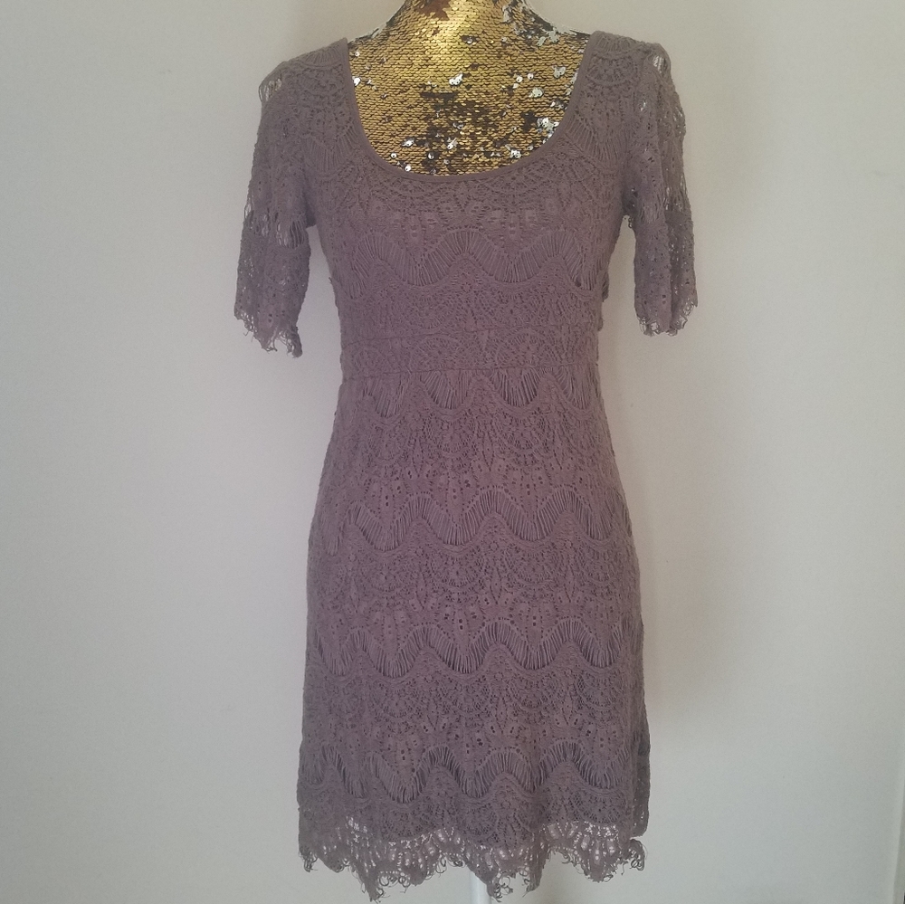 🌻Pins and Needles Lavendar Crochet Dress